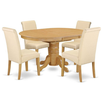East West Furniture Avon 5-piece Wood Dining Set in Oak/Beige