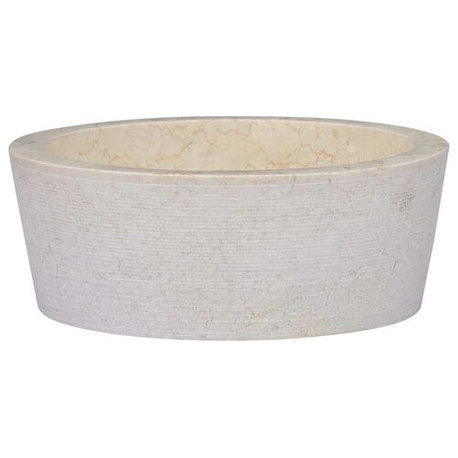 vidaXL Sink Cream Marble Home Bathroom Sink Wash Bowl Natural Stone Basin