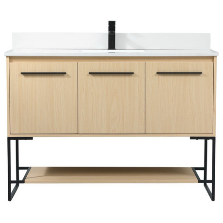 Elegant VF42548MMP-BS 48"Single Bathroom Vanity, Maple With Backsplash