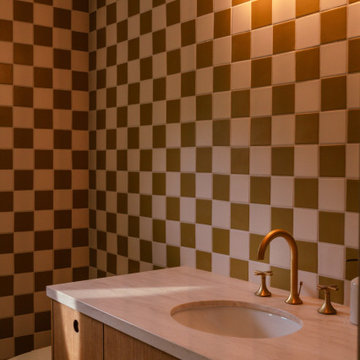 Mustard Seed & Ivory Checkered Bathroom