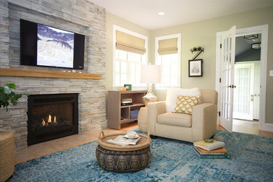 Trendy family room photo in Boston