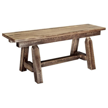 Montana Woodworks Homestead Handcrafted Wood Plank Style Bench in Brown