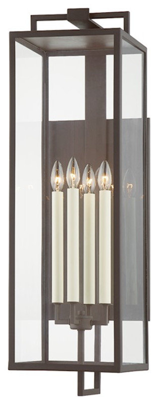 Troy Lighting Beckham 4-Light Exterior Sconce, Textured Bronze/Clear ...