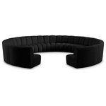 Meridian Furniture - Infinity Black Boucle Fabric Upholstered Arc Shaped Modular Sectional, Black, 11-Piece, Arc-Shaped - Mix and match this Infinity boucle fabric modular chair with other items in the Infinity collection to find the best possible seating solution for your gang. Rich black boucle fabric feels welcoming and soft to the skin, so you stay seated comfortably for the big game or while watching your favorite programs. Deep channel tufting adds to the longevity and durability of this modular chair while giving it texture.