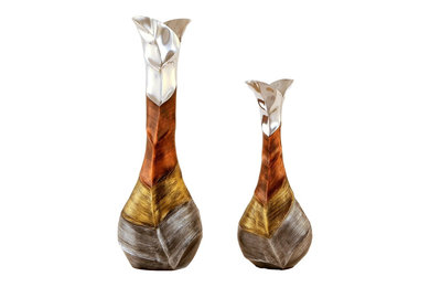 Aluminium Large Decorative Vase Home Decor Display - Set of 2