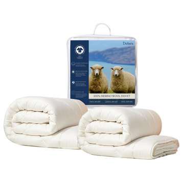 Delara 3IN1 Customizable Wool Duvet Organic Cotton Shell, Queen, 88"x92"