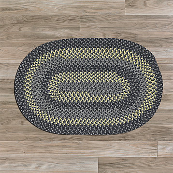 Walden Charcoal & Yellow 5'x8', Oval, Braided Rug