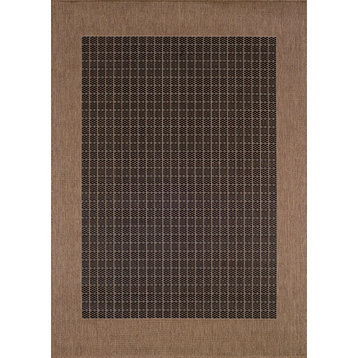 Couristan Recife Checkered Field Black and Cocoa Indoor/Outdoor Rug, 5'10"x9'2"