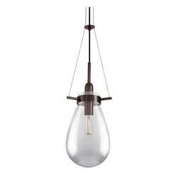 Sonneman Palazzo 8.5" Pendant in Rubbed Bronze Finish & Clear Glass - Pendant Lighting