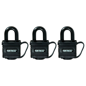 Master Lock® 1804TRI Fortress® Covered Laminated Padlock, Keyed Alike, 3-Pack