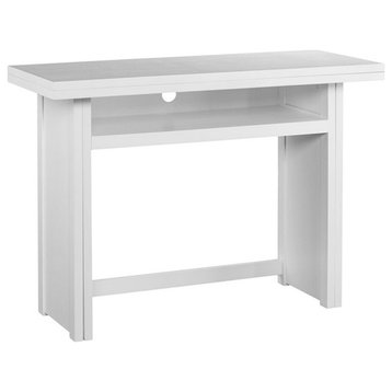 Pemberly Row Transitional Wood Top Convertible Table in White