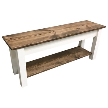 Olmsted Wood Bench With Shelf, 66"