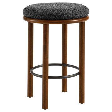 Fable Boucle Fabric Counter Stools - Set of 2 - Walnut Charcoal