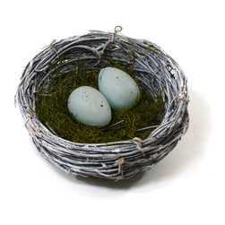 Shea's Wildflower - Twig Nest With Eggs, 5" - Holiday Accents And Figurines