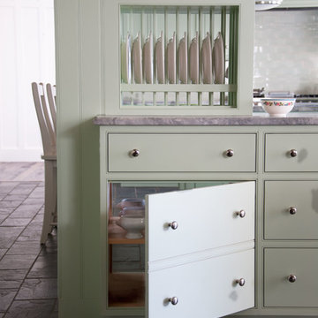 Green Country Kitchen Farmhouse kitchen with Passthrough