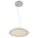 Lite Source - Lamont Pendant in Frosted - Led Pendant  Silver Metal Grid/Glass Disc  Type Led 28W&nbsp