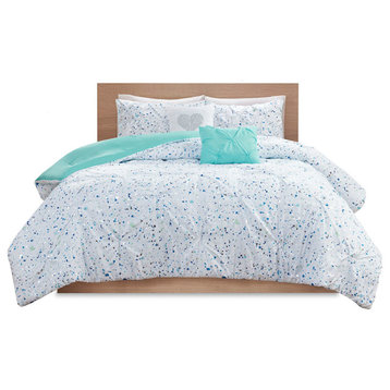 Intelligent Design Abby Glam Bedding Set, Aqua Blue, Twin/Twin Xl, Duvet Cover S