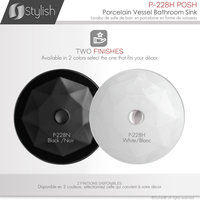 STYLISH Porcelain Round 15-3/4-inches Vessel Ceramic Bathroom Sink White