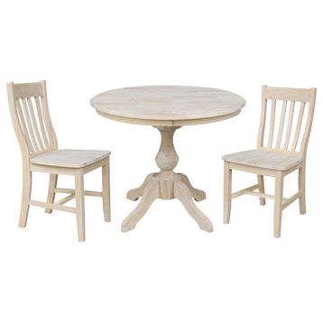 36" Round Top Pedestal Table - With 2 Cafe Chairs