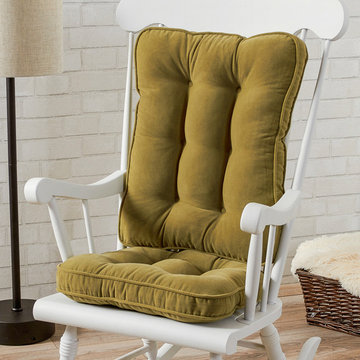 Contemporary Living Room With Green Rocking Chair Seat Cushions