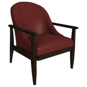 Elena Leather Lounge Chair, Finish Shown: Ebony, Leather Shown: Garnet