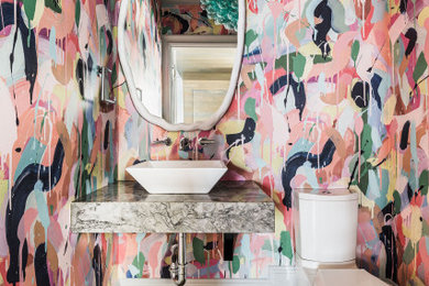 Powder room - eclectic powder room idea in Charlotte