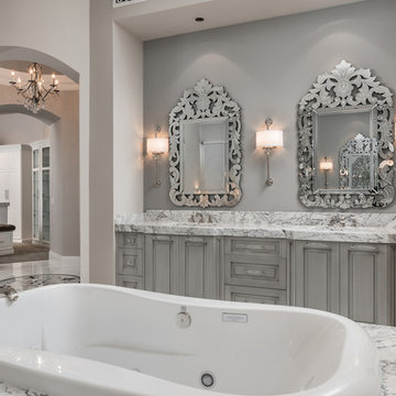 Primary Bath Double Vanities With Marble Tops
