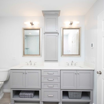 Grey and White Master Bathroom Suite, Cranston,MA