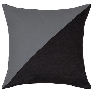 Duo Charcoal Gray Throw Pillow Cover, 20"X20"