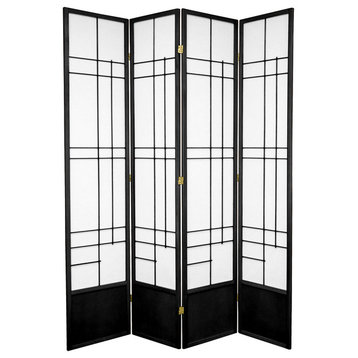 7' Tall Eudes Shoji Screen, Black, 4 Panels