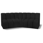 Meridian Furniture - Arc Boucle Fabric Upholstered 3-Pc. U-Shaped Modular Sectional, Black - Give your living room or den the perfect blend of style and versatility with this Arc boucle fabric curved modular Sectional. Part of the Arc modular furniture collection, this Sectional comes upholstered in rich black boucle fabric and features deep channel tufting that adds a touch of luxury while enhancing comfort and support. A seamless combination of form and function, this chair can be used with other Arc pieces to create a myriad of configurations in your well-curated room.