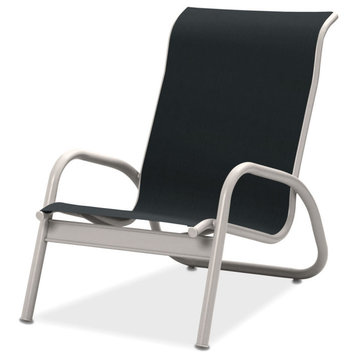 Gardenella Sling Stacking Poolside Chair, Textured White, Black