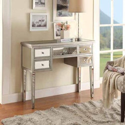Modern Antiqued Silver 5-Drawer Console Table - Console Tables