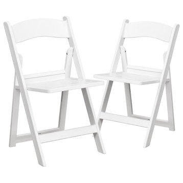 Flash Furniture Hercules Resin Folding Chair in White (Set of 2)