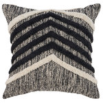 LR Home - Onyx Arrows Cotton Throw Pillow - Add color and plush texture to any space with this decorative throw pillow. Handwoven of soft cotton in variegated black and cream stripes, this piece features a tufted shag arrowhead design complimented by a solid cream cotton backing. A covered zipper on the side allows for easy removal of the insert for cleaning.