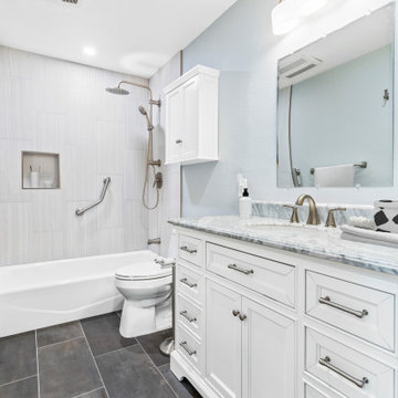 Mission Viejo Guest Bathroom – White Vanity & Tub-Shower Combo