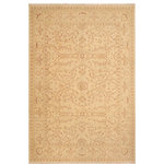 Bareens Designer Rugs - Shabby Chic Ziegler Yon Beige Brown Hand-Knotted Wool Rug - 8'6'' x 11'6'' - Enhance the ambiance of your home with this magnificent Persian-influenced Turkish hand-knotted rug made by skilled artisans capable of creating the most exceptional vegetable dyes and hand-spun wool. This exquisite handmade rug is a one-of-a-kind Peshawar Kafkaz, otherwise identified as Chobi, Chobi Peshawar, Oushak, or Ziegler rug. These handmade rugs are crafted in Pakistan utilizing superior-quality wool imported from Australia, New Zealand, and Korea in two types of weaves: the Persian weave and the Mori weave. This rug is meticulously crafted by hand using the finest natural vegetable dyes extracted from local plants. The artisans use a blend of hand-spun local and fine merino wool, resulting in a rug with a compelling texture, higher lanolin content, and longer staple. The artisans occasionally incorporate natural or artificial silk into the pile to enhance specific motifs. The finished product is an awe-inspiring execution of flawless design and an understated palette that exudes elegance.
