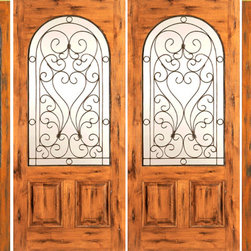 Entry Prehung Double Door with Two Sidelites, Alder Radius Lite - Front Doors