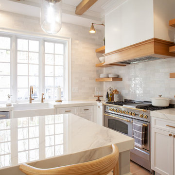Transitional Kitchen Featuring Rift Cut Oak Accents