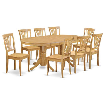 9-Piece Dining Room Set, Table Leaf and 8 Chairs Without Cushion