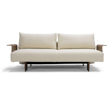 Frode Styletto Sofa Bed Walnut Arms - Boucle Off White