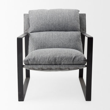 Guilia Castlerock Gray w/ Black Metal Frame Sling Accent Chair