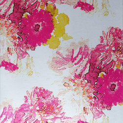 BEARDWOOD &ndash; PINK, YELLOW FLORAL ON SILVER Pattern Number: 2016-102-02 - Wallpaper