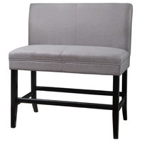 Emilia Fabric Padded Barstool Bench, Light Gray