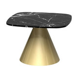 Oscar Small Square Side Table, Black Marble, Brass Base