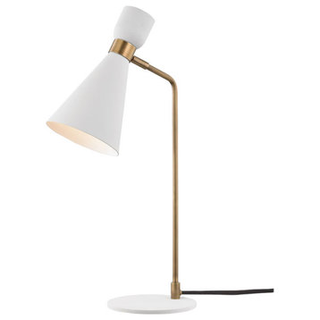 Willa HL295201-AGB and WH 1 Light Table Lamp, Aged Brass and Soft Off White