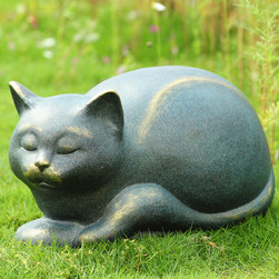Sleepy Cat with Bluetooth Speakers - Garden Statues And Yard Art