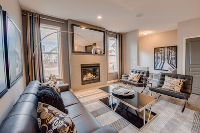 Living room - modern living room idea in Calgary