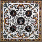 Mozaico - Greek Art Mosaic Square, Angelos, 63"x63" - Bring visual appeal into your home or garden with the elegant Angelos Greek art mosaic tile. This multi-colored mosaic showcases a unique composition of angels birds of paradise and floral motifs. Create an eye-catching wall mural or pick one of our optional frames for a custom-made artwork thats ready to beautify any room in your home.