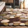 Hand-Carved Stones and Pebbles Wool Rug, Brown, 5'x8'